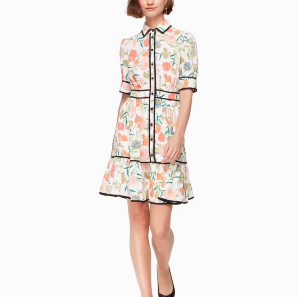 Kate Spade Picnic Perfect Blossom Fluid Shirtdress in size 0